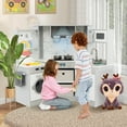 thumbnail image 2 of Costway Wooden Kids Play Corner Kitchen with Realistic Lights & Sounds Lighted Range Hood, 2 of 10