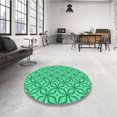thumbnail image 4 of Ahgly Tapis Rond Lavable en Machine Intérieur Transitionnel Moyen Vert Printemps, 5 Pieds Rond, 4 of 7