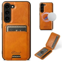 Dteck for Samsung Galaxy S23 Case Magnetic with Detachable Card Wallet, 2 in 1 Removable Back Cover Compatible with MagSafe, Card Holder Flip Stand Pocket Slim Case,Khaki