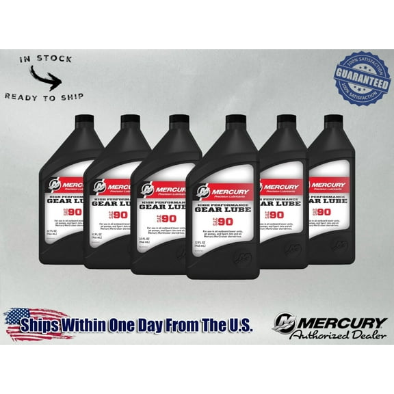 Mercury OEM 8M0222063 SAE 90 High Performance Gear Lube Quart 8M0222063-6PACK