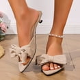 thumbnail image 4 of Gpaecead Women Bowknot Pointed Toe Low Heel Mules Backless Slip-On Elegant Vintage Spring Summer Versatile Shoes,Khaki, 4 of 8