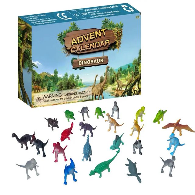 Calendario de cuenta regresiva de Adviento de Navidad, 24 piezas, Animal para apretar, dinosaurio colgante, juguete creativo, 24 Mini dinosaurios