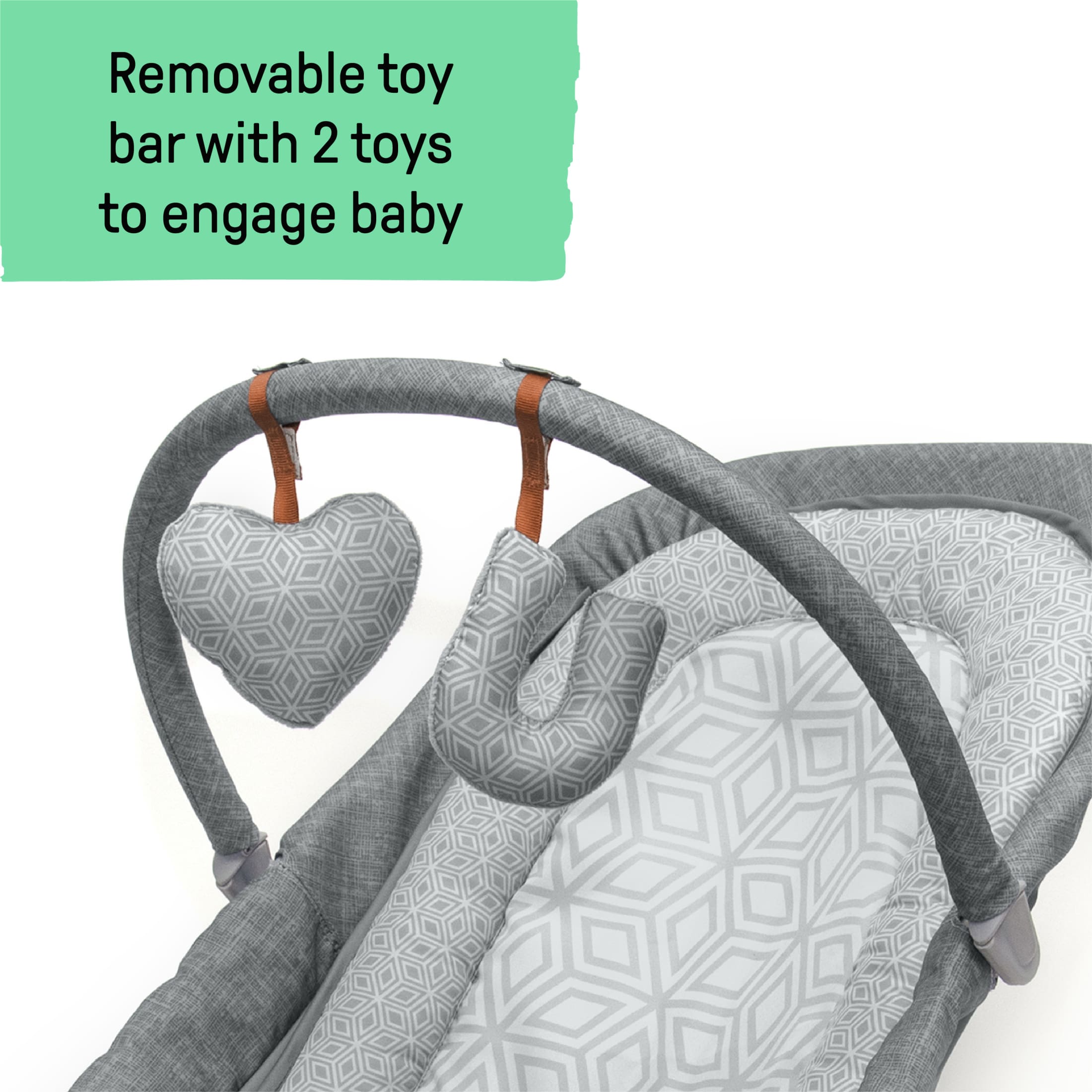 Ingenuity 2-in-1 Baby Bouncer & Rocker Duo, Heather Gray photo 8