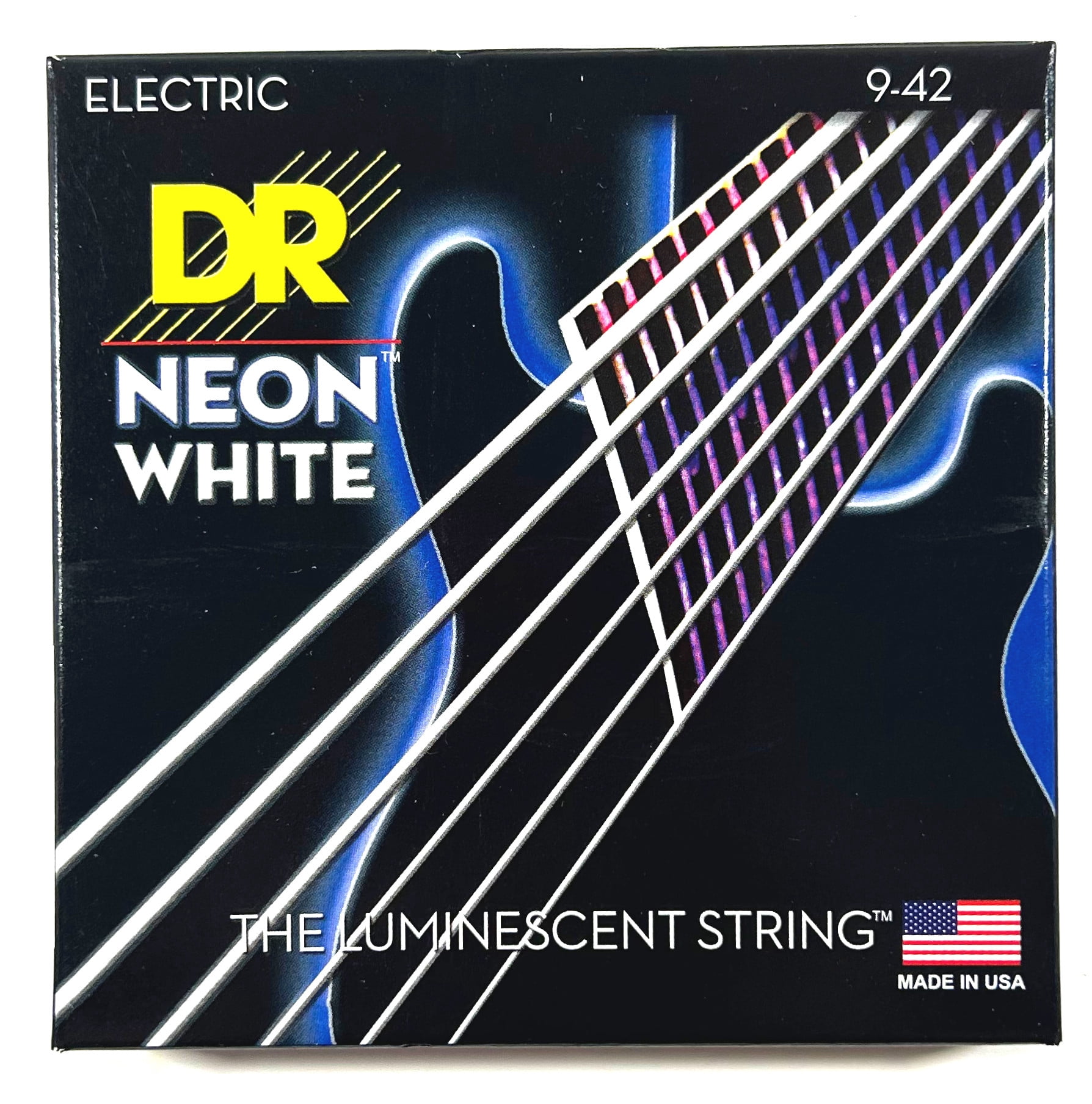 DR Strings Guitar Strings 2 Pack Electric Neon White 09-42 Light