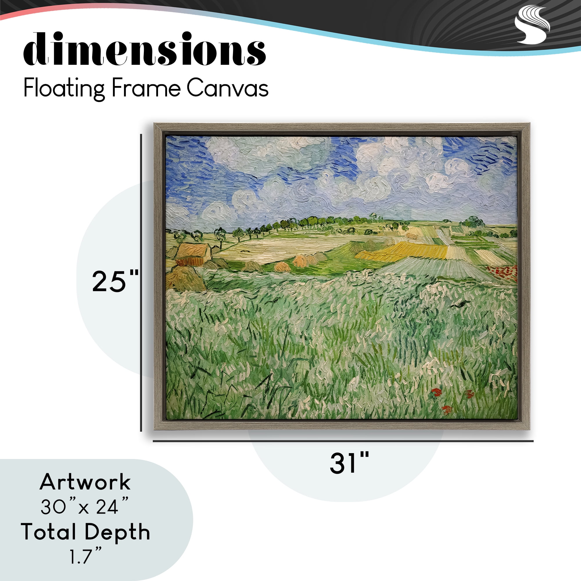 Stupell Industries Plain Near Auvers Painting Brown Framed Floater Canvas Wall Art, design by Vincent Van Gogh