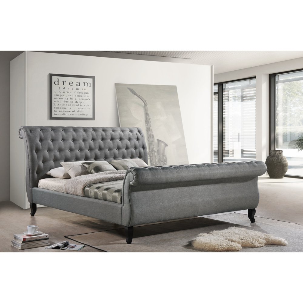 Nottingham KingSize Tufted Sleigh Upholstered Platform Sleigh Bed in