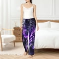 thumbnail image 4 of Fotbe Purple Pattern White Tiger Pantalones de Pijama para Mujer, Pantalones de Dormir, Pantalones Pj con Cordón y Bolsillos-Small, 4 of 6