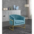 thumbnail image 2 of Maklaine Modern Aqua Velvet Accent Chair with Stainless Steel Base, 2 of 7
