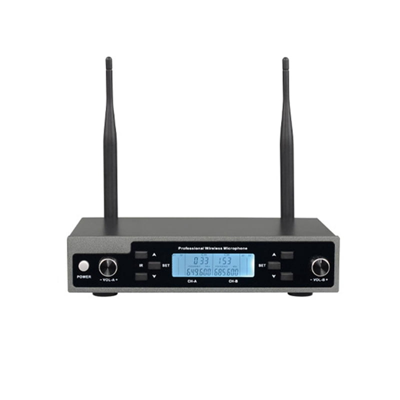 Professional Dynamic Lavalier Microphone with Receiver One-to-Two Mic Stage Singing KTV Audio Karaoke System US Plug