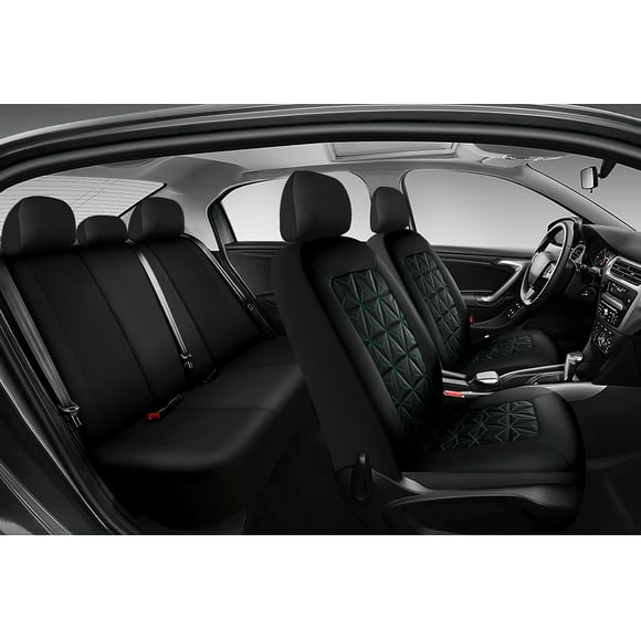Housse de siège auto en cuir matelassé 3D Auto Drive – Ensemble complet noir/bleu sarcelle