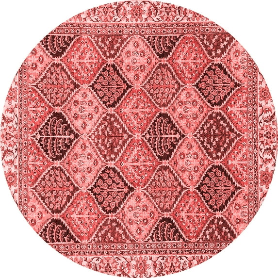 Ahgly Company Indoor Round Abstract Red Modern Area Rugs, 3' Round