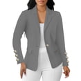 thumbnail image 4 of Edvintorg Womens Blazers for Work Casual Long Sleeve Notch Lapel Suit Jackets with Buttons Fashion Clothing Women Gray XL, 4 of 9