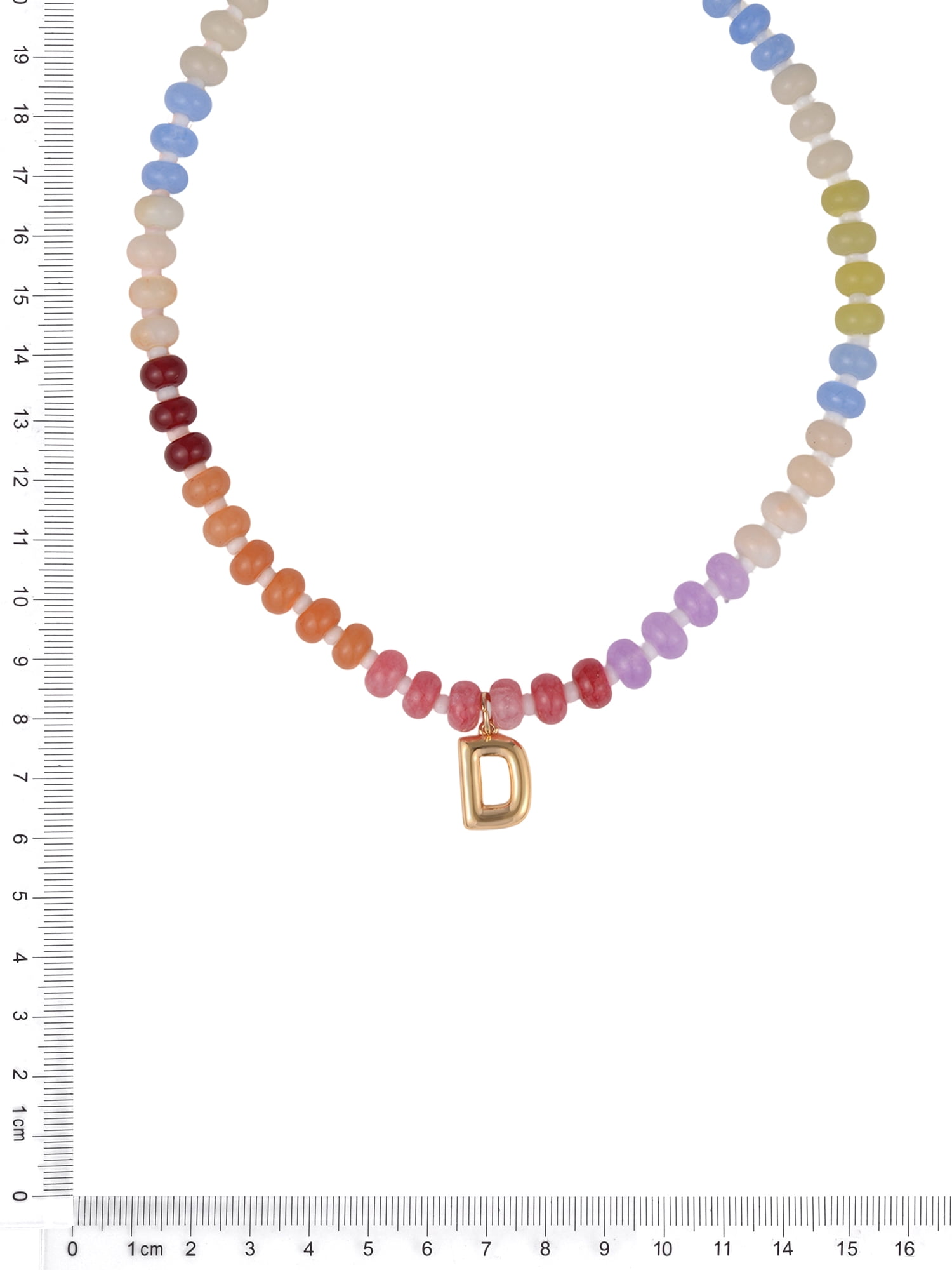 Time and Tru Goldtone Multicolored Bead Initial "D" Necklace