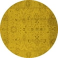thumbnail image 1 of Ahgly Company Machine Washable Indoor Round Oriental Yellow Traditional Area Rugs, 5' Round, 1 of 4