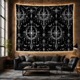 thumbnail image 6 of White Starburst Compass Pattern on Black, Mystical Gothic for Witchcraft Decor Lovers, Celestial Home Decor Halloween Gift Tapestry Wall Hanging for Bedroom, Living Room and Dorm, 6 of 7