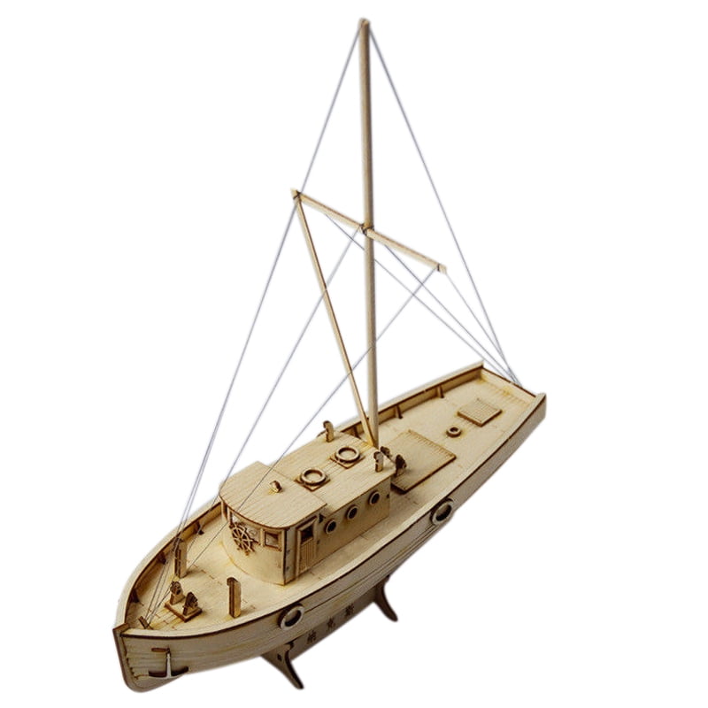 Wooden 3D Puzzle DIY Mechanical Sail Boat Self Assembly Kit Set Birthday Gift 
