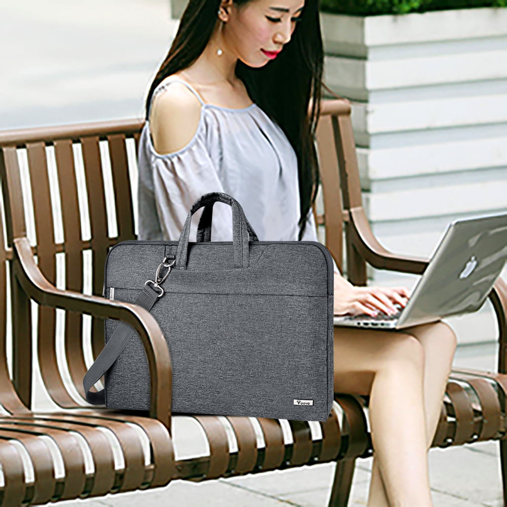 Voova Laptop Bag 17 17.3 inch Water-Resistant Laptop Sleeve Case with Shoulder Straps & Handle/Notebook Computer Case Briefcase Compatible with MacBook/Acer/Asus/Dell,Grey 