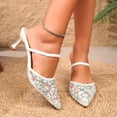 thumbnail image 6 of Aobny High Heels Woman Shoes Slip On Shoes Thin Closed Toe Heels Wingtips Shoe Mid Heel Green Soft Toe Pointy Toe Slingback Summer Shoes,Size 39, 6 of 9