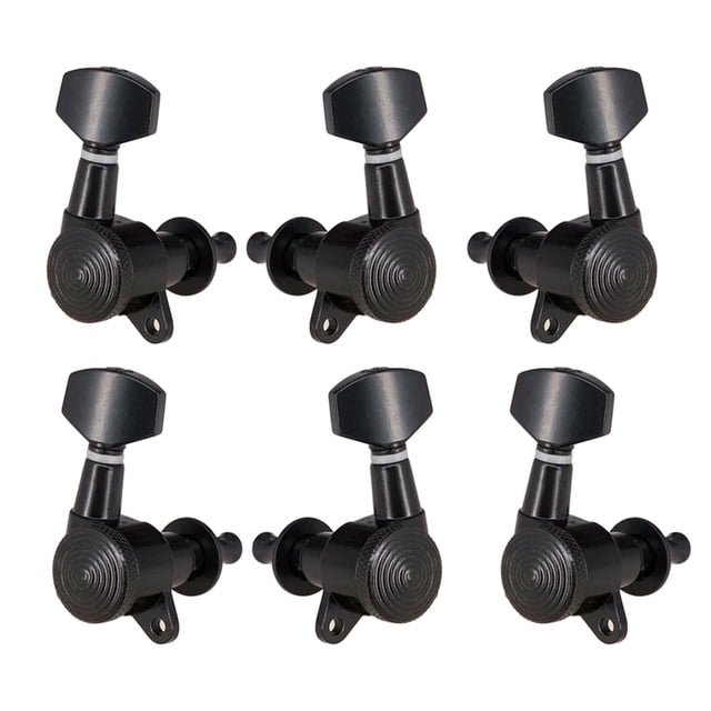 Paquete de 6 Clavijas de Afinación para Guitarra Acústica con Cabezal Ranurado 3R 3L negro CUTICAT