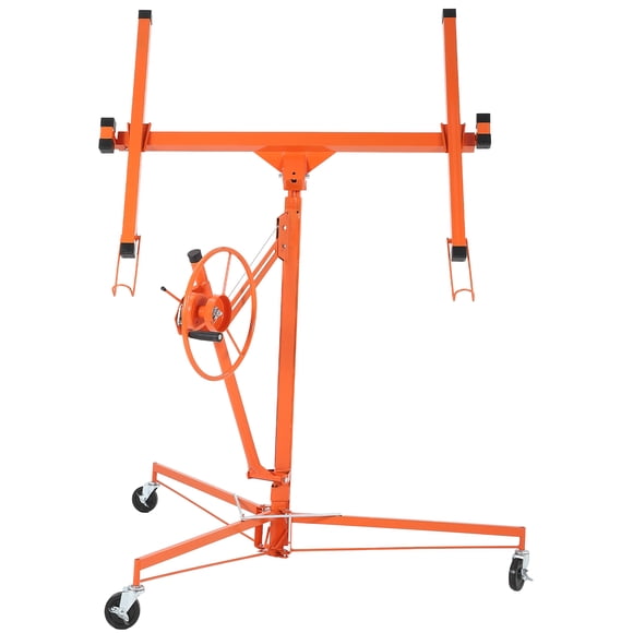 11 FT Drywall Lift Hoist with 360 Degree Rotating Arm and 3 Lockable Wheels, 150 lb Portable Sheetrock Panel Jack for Ceiling Wall Installation
