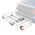 thumbnail image 3 of Choco Moon 49.4" Hitch Cargo Carrier, 500lbs Loading Capacity Trailer Hitch Mounted Cargo Basket, Rust-proof Aluminum Luggage Carrier Rack Fits 2" Hitch Receiver, Silver, 3 of 11