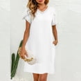 thumbnail image 1 of Qiopertar Mode Femmes Été Décontracté Col en V Uni Manches Courtes Robe Ample Grandes Économies de Vacances! Moins de 5$ jusqu'à 90 % de Réduction, 1 of 9