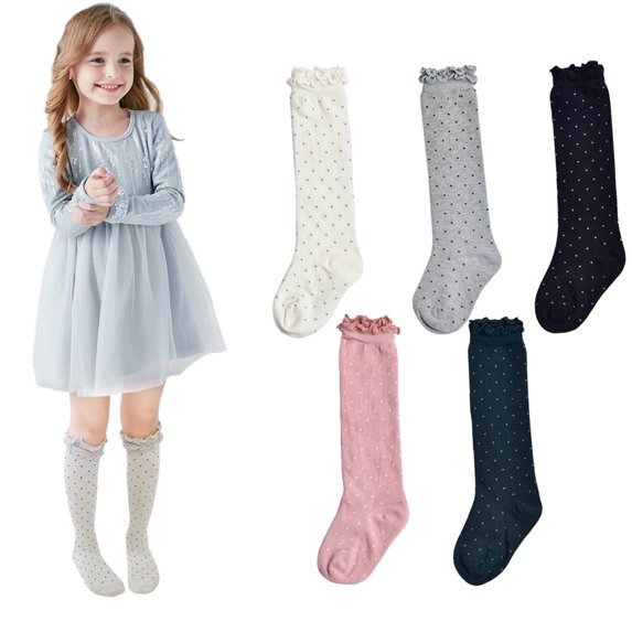 THEE BRON Toddler/Little Girls Cotton Knee-High School Sock (1/3/5 Pairs)