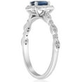 thumbnail image 2 of Pompeii 3/4ct Oval Blue Sapphire Diamond Halo Vintage Engagement Ring 14K White Gold, 2 of 4