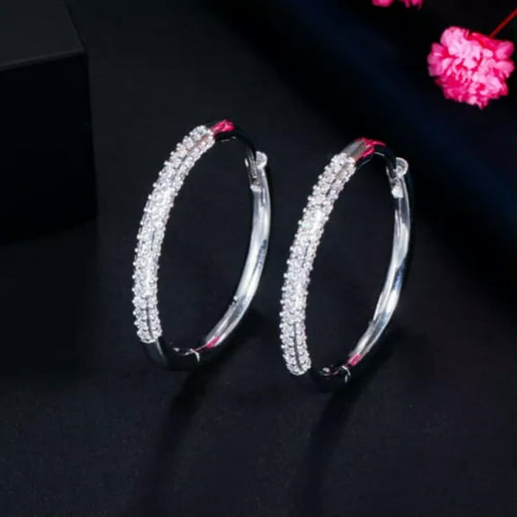 EOEMY Cute White Gold Cz Small Thin Circle Round Hoop Earring 2021 Arrival Ear Jewelry