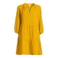 thumbnail image 5 of Time and Tru Women's Long Sleeve Tiered Double Cloth Dress, Sizes XS-XXXL, 5 of 5