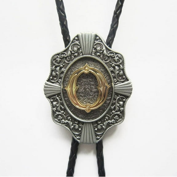 Vintage Style Initial Letter O Leather Bolo Tie