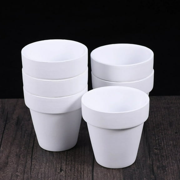 6 Pcs 3.15'' Terra Cotta Pots Pottery Planter Cactus Flower Pot Succulent Pot with Drainage Hole- Great for Plants,Crafts, White painting