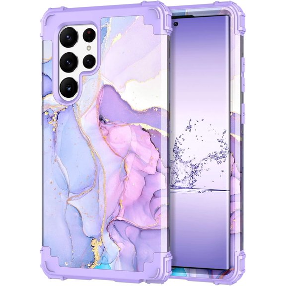 Casetego for Samsung Galaxy S23 Ultra Case,Heavy Duty Shockproof Protection Phone Cover for Women Girls,Light Purple