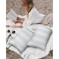 thumbnail image 3 of Pack of 2 Outdoor Pillow Covers, White Pink and Light Blue Simple Line Colored Block Waterproof Square Throw Pillowcase Cushion Decorative Pillow Covers for Couch Patio Tent, 20x12 in, 3 of 6