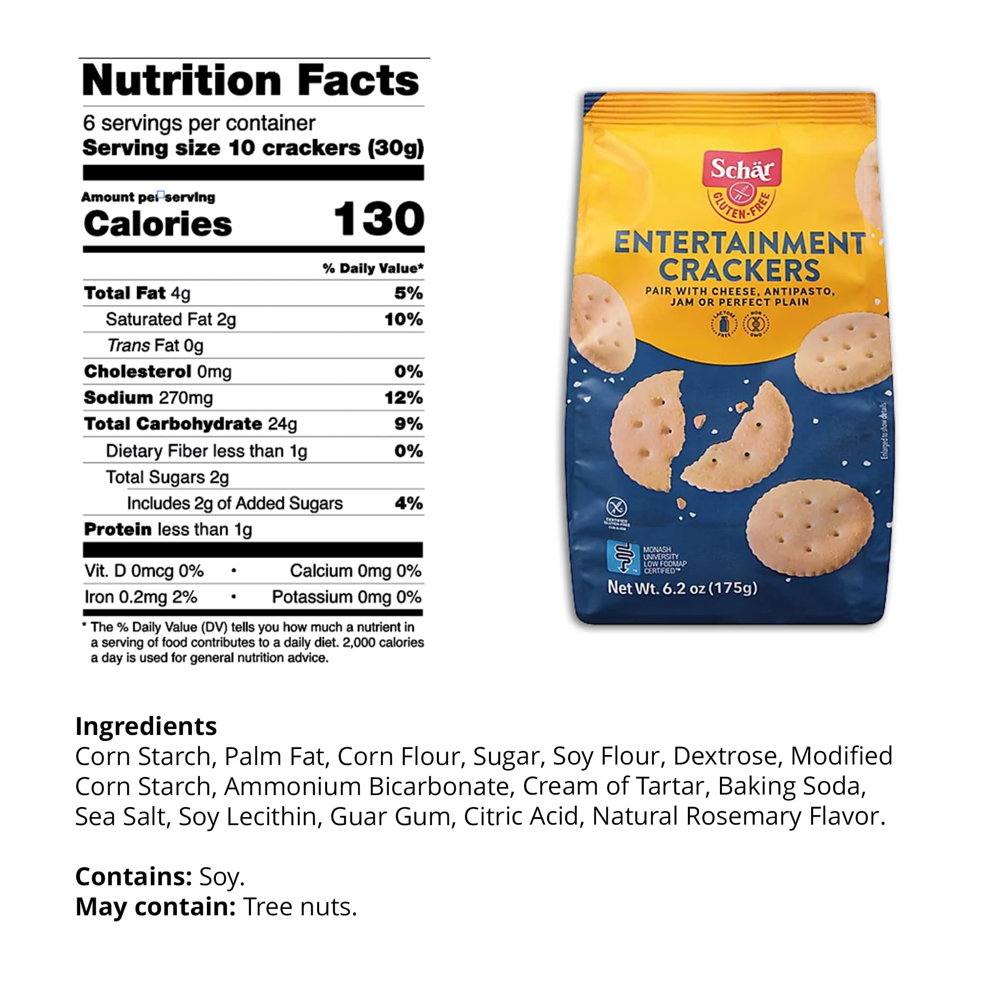 (5 pack) Schar Gluten Free Entertainment Crackers with Sea Salt, Paper Packet, 6.2 oz