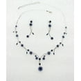 thumbnail image 2 of Faship Gorgeous Navy Blue Rhinestone Crystal Floral Necklace Earrings Set, 2 of 5
