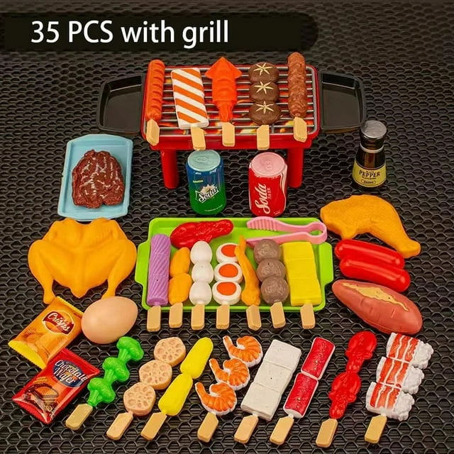 Baby Pretend Play Kitchen Toys Simulation Barbecue Cookware Cooking Mini Food Role Play Educational Gift Kitchen Items Girl Toys