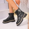 thumbnail image 5 of Willtoo Womens Wedge Platform Boots with Chunky High Platform Heel Lace Up Punk Goth Mid Calf Combat Boots for Autumn Winter, 5 of 5