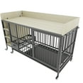 thumbnail image 2 of Noaman Large Pet Cage with Storage Rack & Drawers, 57.08x23.60x33.40in, Iron Frame & MDF, Stainless Steel Food/Water Basin, 6 Rollers, Sturdy & Practical for Pets (Black+Beige), 2 of 35