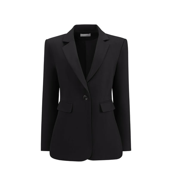 DARING DIVA Women's Open Front Long Sleeve Work Suit Jacket Blazer with Pockets M Black