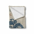 thumbnail image 2 of Vintage Soft Flannel Fleece Throw Blanket, Retro Style Bike Grunge Background Classic Wheels Chopper Rider Illustration, Cozy Plush for Indoor and Outdoor Use, 50" x 70", Slate Blue Tan, by Ambesonne, 2 of 6