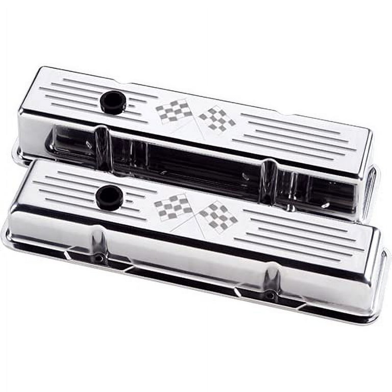 Billet Specialties SBC Short Checkered Flag Valve Cover Billet Specialties SBC Short Checkered Flag Valve Cover