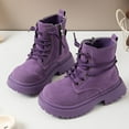 thumbnail image 2 of BOBOGOJP Girls Boots Fashion Ankle Boots for Girls with Low Heel Short Suede Booties with Bow for Toddler/Little Kids Purple for Size 11.5, 2 of 8