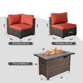 thumbnail image 5 of TANGJEAMER 7 Piece Patio Furniture Set with Fire Pit Table, All Weather Outdoor Sectional PE Rattan, Patio Conversation Sets with Cushions for Garden Lawn Balcony(Red), 5 of 10