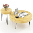 thumbnail image 1 of Costway Table Basse Ronde Style Ferme, Ensemble de 2 Tables d'Appoint, Fini Naturel pour Salon, 1 of 10