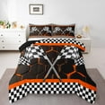thumbnail image 2 of Erosebridal Sport Racing Checkered Bedding Queen Comforter Set, Orange Down Comforter, Chic Honeycomb Decor, Ultra Soft 3pcs, 2 of 8