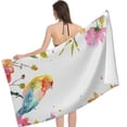 thumbnail image 2 of PHYHOO Floral Butterflies Oversized Quick Dry Microfiber Beach Towel Bird Flowers Orchids Lightweight Sand Free Towel Super Soft &amp; Absorbent for Travel Swimming Sports 30x60in, 2 of 8