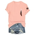 thumbnail image 4 of Sweet Home Farm V Neck T Shirts for Women Flag Print Short Sleeve Loose Casual And Comfortable Shirt Short Sleeve Shirts for Women Pink, 4 of 4
