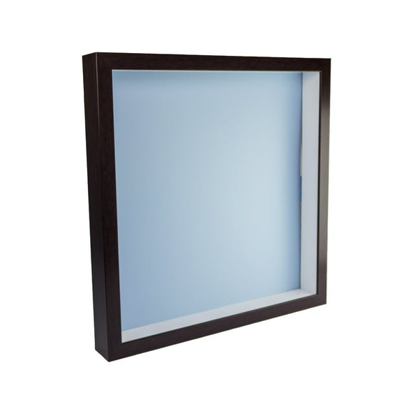 13x13 Shadow Box Frame In Brown With A 1 3/4" Usable Depth Includes Baby Blue Acid-Free Backing, UV