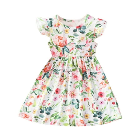

Juebong Dress Deals Infant Toddler Baby Girls Middle And Small Children s Flying Sleeve Print Dress Princess Dress